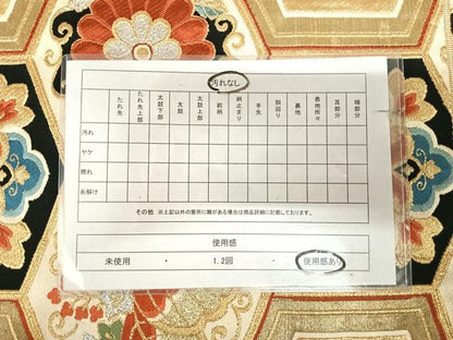平和屋着物◎六通柄袋帯　唐織　亀甲花文　金銀糸　正絹　逸品　AABK5013yx