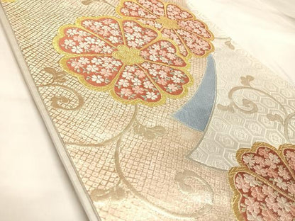 平和屋着物◎六通柄袋帯　唐織　花唐草文　金銀糸　正絹　逸品　AABK5016yx