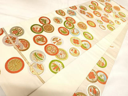 平和屋着物◎六通柄袋帯　唐織　宝尽くし　金銀糸　正絹　逸品　AABK5018yx