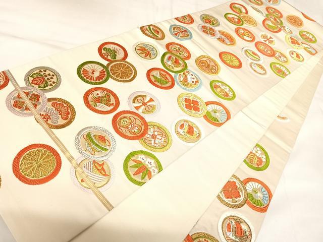 平和屋着物◎六通柄袋帯　唐織　宝尽くし　金銀糸　正絹　逸品　AABK5018yx