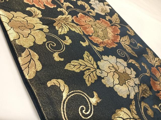 平和屋着物◎六通柄　京袋帯　更紗花唐草文　金糸　三越扱い　正絹　逸品　AABK5021yx