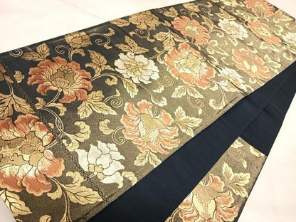 平和屋着物◎六通柄　京袋帯　更紗花唐草文　金糸　三越扱い　正絹　逸品　AABK5021yx