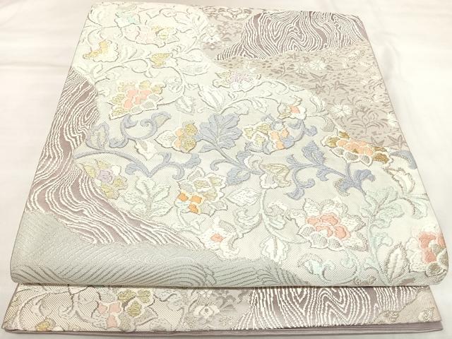 平和屋着物◎六通柄袋帯　唐織　立波更紗花文　金銀糸　正絹　逸品　AABK5029yx