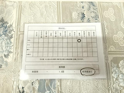平和屋着物◎六通柄袋帯　唐織　花鳥文　銀糸　正絹　逸品　AABK5031yx