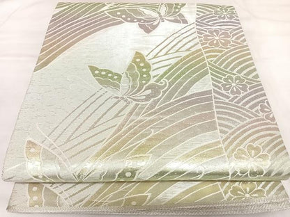 平和屋着物◎佐賀錦　六通柄袋帯　花蝶文　金銀糸　正絹　逸品　AABK5032yx