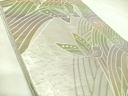 平和屋着物◎佐賀錦　六通柄袋帯　花蝶文　金銀糸　正絹　逸品　AABK5032yx