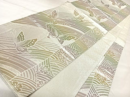 平和屋着物◎佐賀錦　六通柄袋帯　花蝶文　金銀糸　正絹　逸品　AABK5032yx
