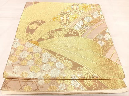 平和屋着物◎六通柄袋帯　舞花文　金銀糸　正絹　逸品　AABK5040yx