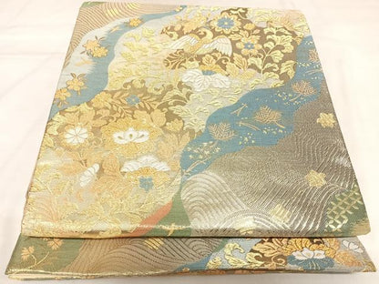 平和屋着物◎六通柄袋帯　吉祥道長文様　金銀糸　正絹　逸品　AABK5041yx