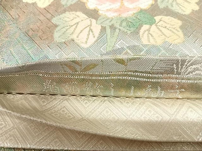 平和屋着物◎佐賀錦　六通柄袋帯　唐織　扇面散し小袖文　金銀糸　引箔　正絹　逸品　AABK5043yx