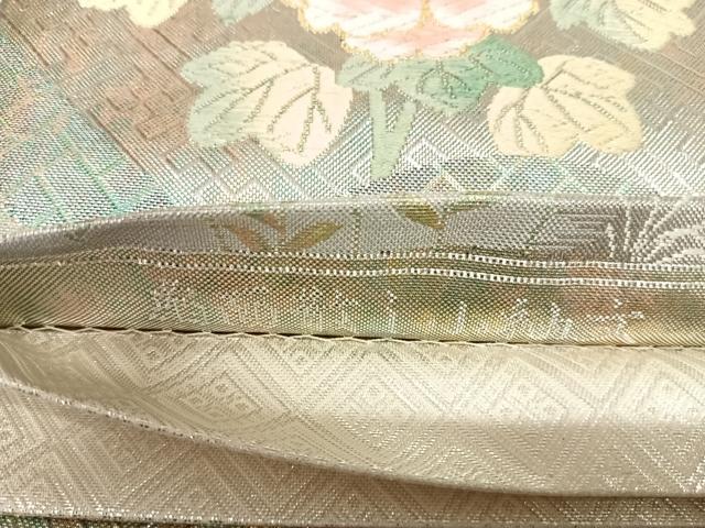 平和屋着物◎佐賀錦　六通柄袋帯　唐織　扇面散し小袖文　金銀糸　引箔　正絹　逸品　AABK5043yx
