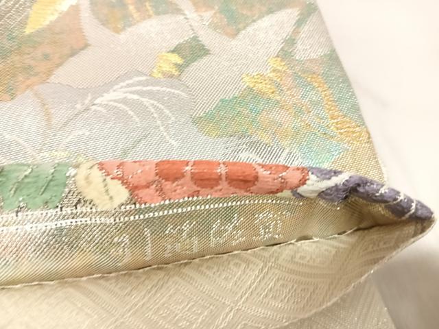 平和屋着物◎佐賀錦　六通柄袋帯　唐織　扇面散し小袖文　金銀糸　引箔　正絹　逸品　AABK5043yx