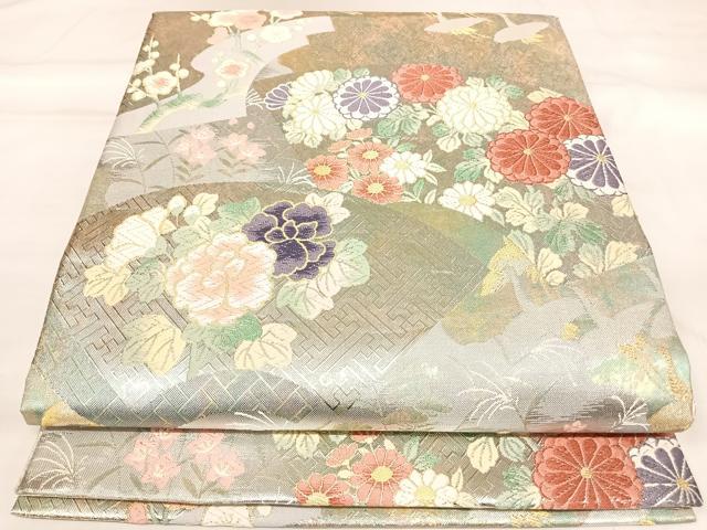 平和屋着物◎佐賀錦　六通柄袋帯　唐織　扇面散し小袖文　金銀糸　引箔　正絹　逸品　AABK5043yx
