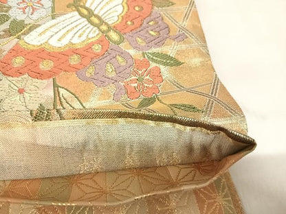 平和屋着物◎全通柄袋帯　唐織　慶長重ね　桜華蝶文　金糸　正絹　逸品　AABK5045yx