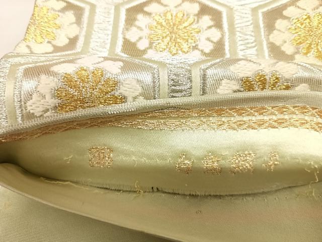 平和屋着物◎西陣　服部織物謹製　六通柄袋帯　唐織　白鳥綴子　金銀糸　三越扱い　正絹　逸品　AABK5046yx