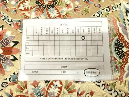 平和屋着物◎六通柄袋帯　唐織　立涌花文　金糸　正絹　逸品　AABK5048yx