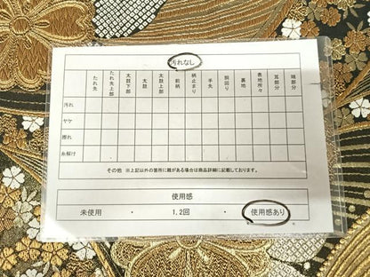 平和屋着物◎六通柄袋帯　唐織　舞花文　黒地　金糸　正絹　逸品　AABK5053yx
