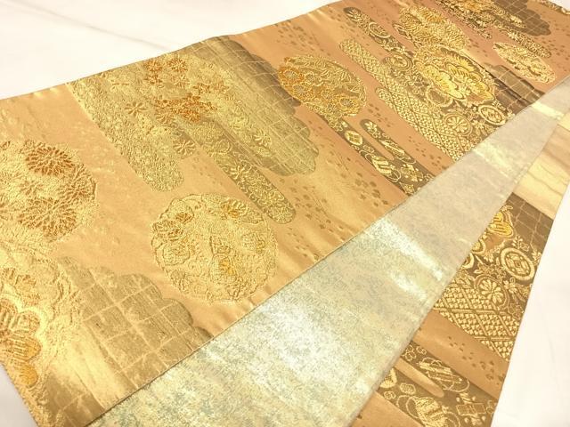 平和屋着物◎佐賀錦　六通柄袋帯　花丸文　金糸　正絹　逸品　AABK5055yx