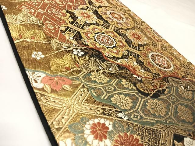 平和屋着物◎六通柄袋帯　唐織　道長花文　金糸　正絹　逸品　AABK5059yx