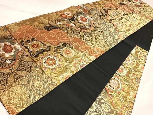 平和屋着物◎六通柄袋帯　唐織　道長花文　金糸　正絹　逸品　AABK5059yx