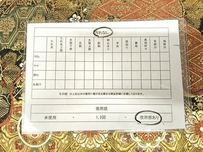 平和屋着物◎六通柄袋帯　唐織　道長花文　金糸　正絹　逸品　AABK5059yx