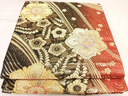 平和屋着物◎六通柄袋帯　辻が花　金糸　正絹　逸品　AABK5063yx