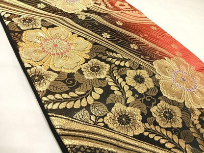 平和屋着物◎六通柄袋帯　辻が花　金糸　正絹　逸品　AABK5063yx