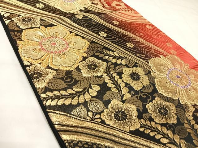 平和屋着物◎六通柄袋帯　辻が花　金糸　正絹　逸品　AABK5063yx
