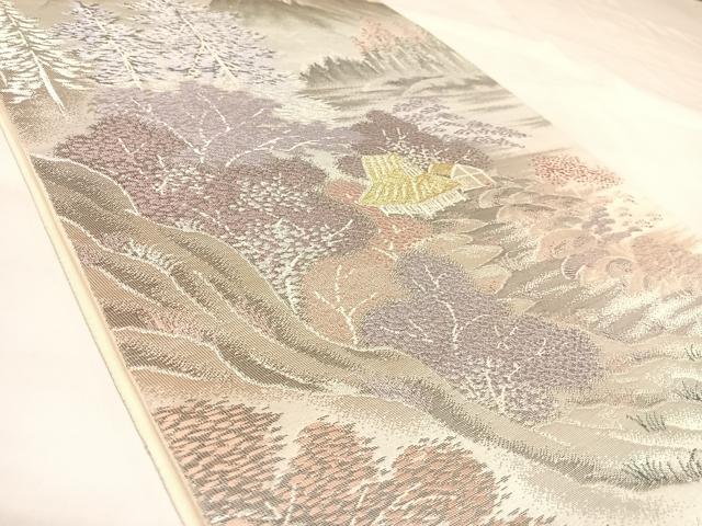 平和屋着物◎六通柄袋帯　唐織　静原の里　プラチナ二重箔錦　正絹　逸品　AABK5065yx