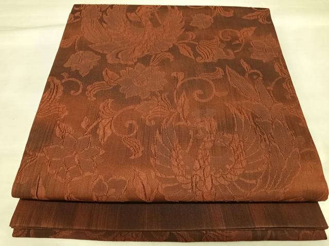 平和屋着物◎全通柄袋帯　ふくれ織　鳳凰花文　正絹　逸品　AABK5068yx