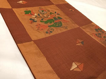 平和屋着物◎六通柄袋帯　雲母　すくい織　正絹　逸品　AABK5073yx