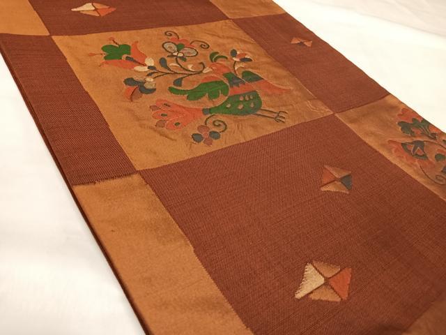 平和屋着物◎六通柄袋帯　雲母　すくい織　正絹　逸品　AABK5073yx