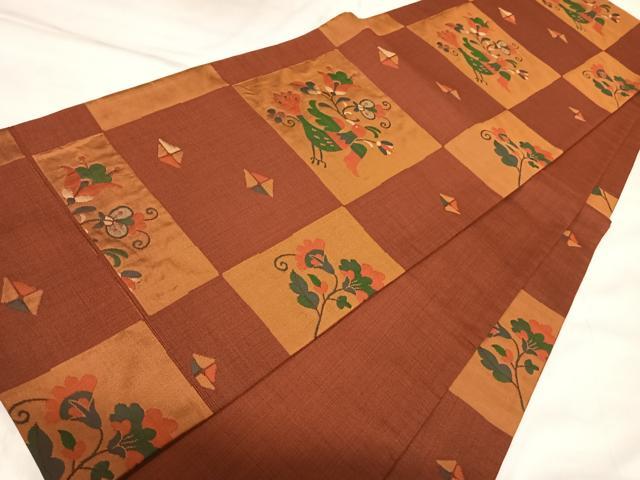 平和屋着物◎六通柄袋帯　雲母　すくい織　正絹　逸品　AABK5073yx