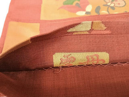 平和屋着物◎六通柄袋帯　雲母　すくい織　正絹　逸品　AABK5073yx