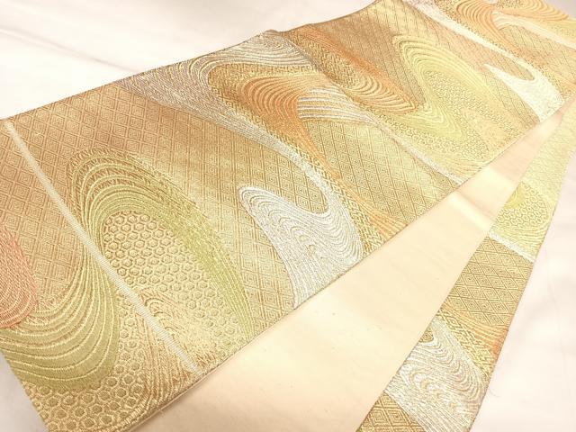 平和屋着物◎六通柄袋帯　流水文　金銀糸　正絹　逸品　AABK5075yx