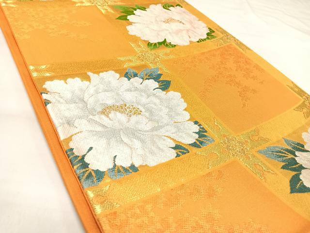 平和屋着物◎六通柄袋帯　唐織　花天井文　金糸　正絹　逸品　AABK5076yx