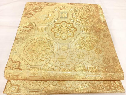 平和屋着物◎佐賀錦　六通柄袋帯　蜀江花文　金糸　正絹　逸品　AABK5080yx