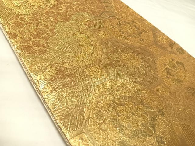 平和屋着物◎佐賀錦　六通柄袋帯　蜀江花文　金糸　正絹　逸品　AABK5080yx