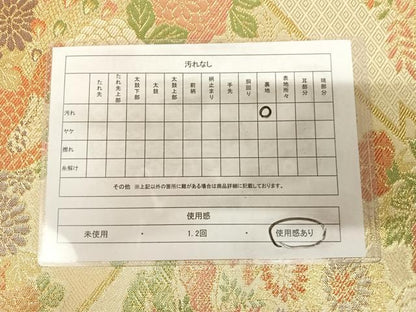 平和屋着物◎佐賀錦　六通柄袋帯　孔雀花文　金糸　正絹　逸品　AABK5083yx
