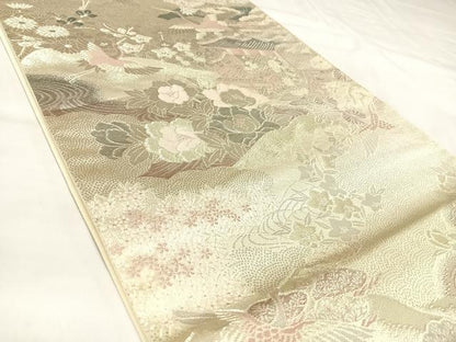 平和屋着物◎六通柄袋帯　平安の四季　プラチナ箔二重織　正絹　逸品　AABK5084yx