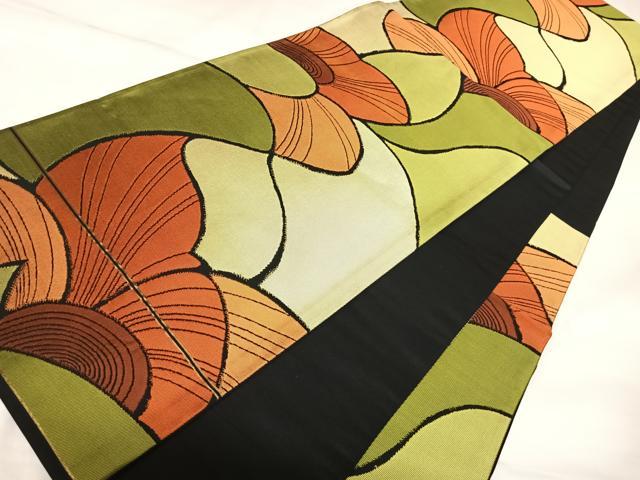 平和屋着物◎六通柄袋帯　幾何学花文　正絹　逸品　AABK5086yx