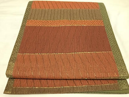 平和屋着物◎六通柄袋帯　格子　金糸　正絹　逸品　AABK5093yx