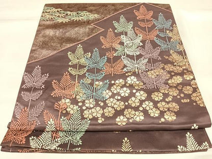 平和屋着物◎六通柄袋帯　唐織　有職若松文様　金糸　正絹　逸品　AABK5095yx