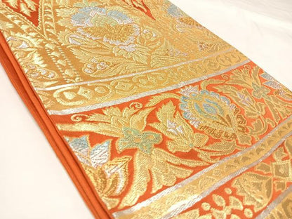 平和屋着物◎六通柄袋帯　更紗花文　金銀糸　正絹　逸品　AABK5102yx