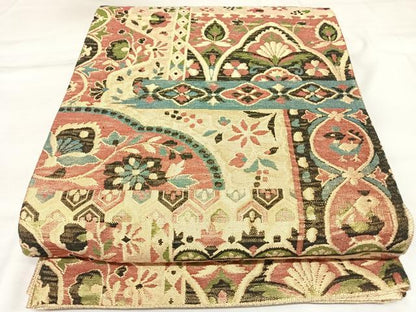 平和屋着物◎佐賀錦　六通柄袋帯　更紗花文　鳥　金糸　正絹　逸品　AABK5104yx