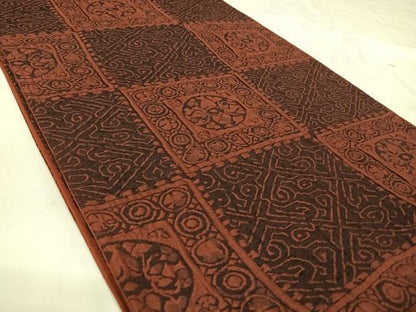 平和屋着物◎全通柄袋帯　ふくれ織　市松花文　正絹　逸品　AABK5112yx