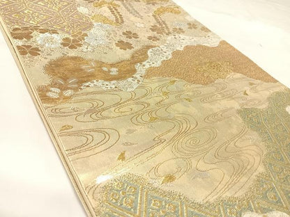 平和屋着物◎六通柄　京袋帯　道長花文　金銀糸　正絹　逸品　AABK5113yx