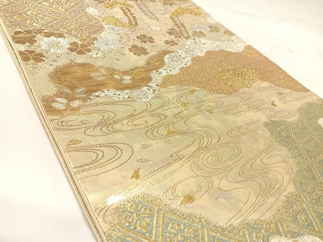 平和屋着物◎六通柄　京袋帯　道長花文　金銀糸　正絹　逸品　AABK5113yx