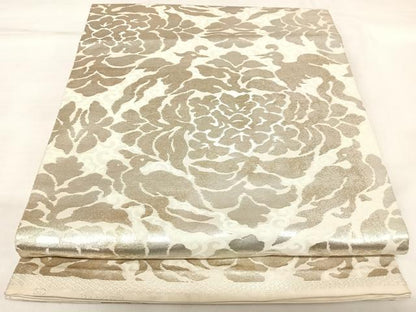 平和屋着物◎西陣　服部織物謹製　六通柄袋帯　こはく錦　花鳥文　金銀糸　正絹　逸品　AABK5115yx