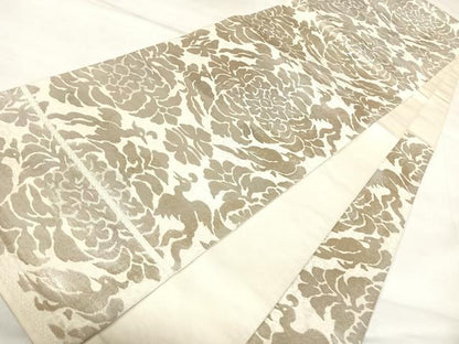 平和屋着物◎西陣　服部織物謹製　六通柄袋帯　こはく錦　花鳥文　金銀糸　正絹　逸品　AABK5115yx